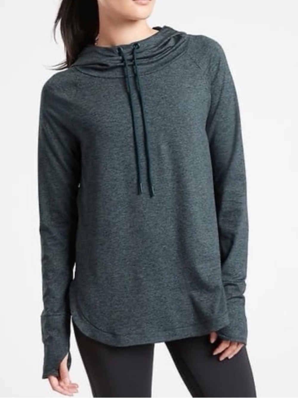 Athleta Uptempo Hoodie Heathered Green - Size Medium.
